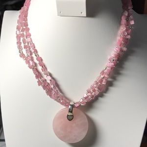 Premiere Designs necklace with pink beaded pendant